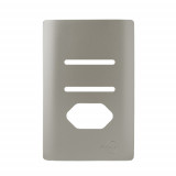 Placa p/ 2 Interruptores + Tomada 4x2 - Novara Aço